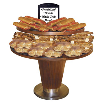 Bakery Display Oak 2-Tier Pedestal 55"Dia. x 48"H